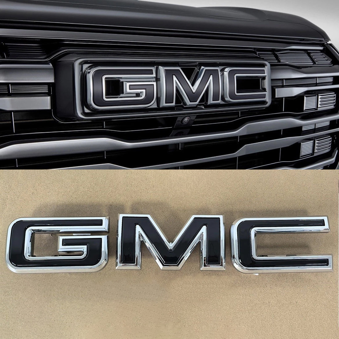 2pc Set Front Rear White Gloss Black GMC Emblems Fit 2020+ Acadia 2022