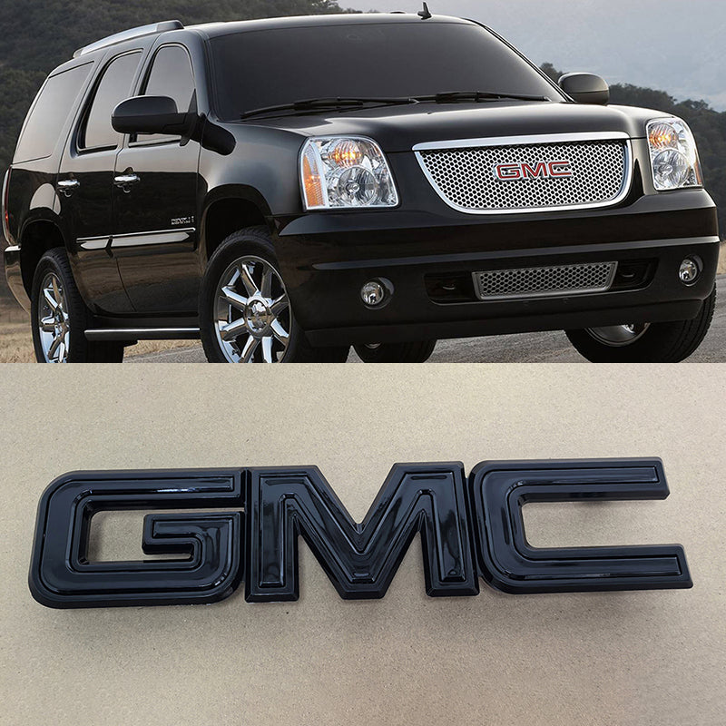 Grille Emblem 3D Plastic Badges for 2007-2014 GMC Yukon (XL) 07-16 Acadia (Chrome / Gloss Black) 1-pack