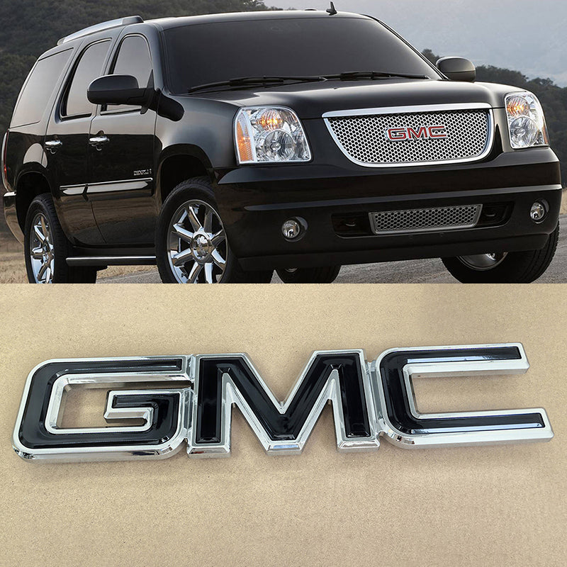 Grille Emblem 3D Plastic Badges for 2007-2014 GMC Yukon (XL) 07-16 Acadia (Chrome / Gloss Black) 1-pack