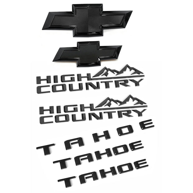 Emblem Kit for 2021+ Chevy Tahoe High Country Grille Tailgate Bowtie Gloss Black (5pack / 7pack)