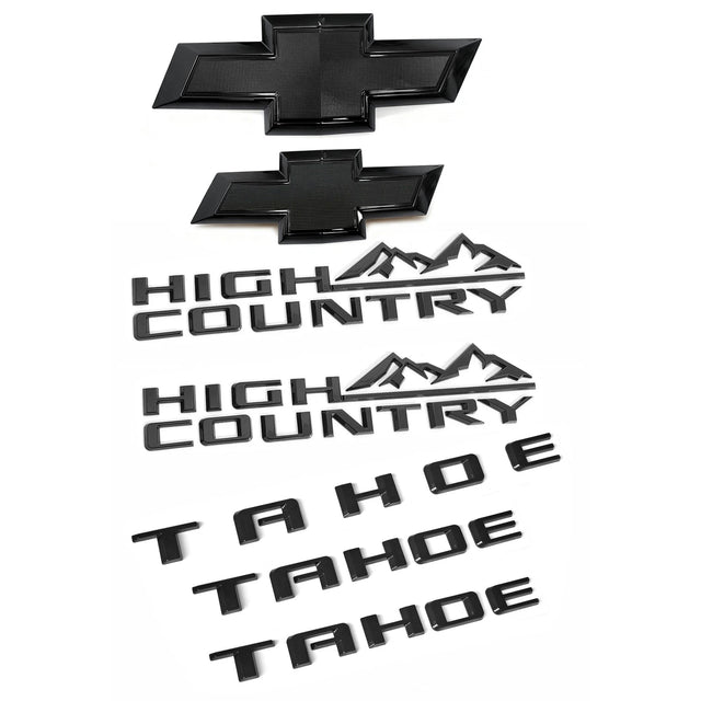 Emblem Kit for 2021+ Chevy Tahoe High Country Grille Tailgate Bowtie Gloss Black (5pack / 7pack)