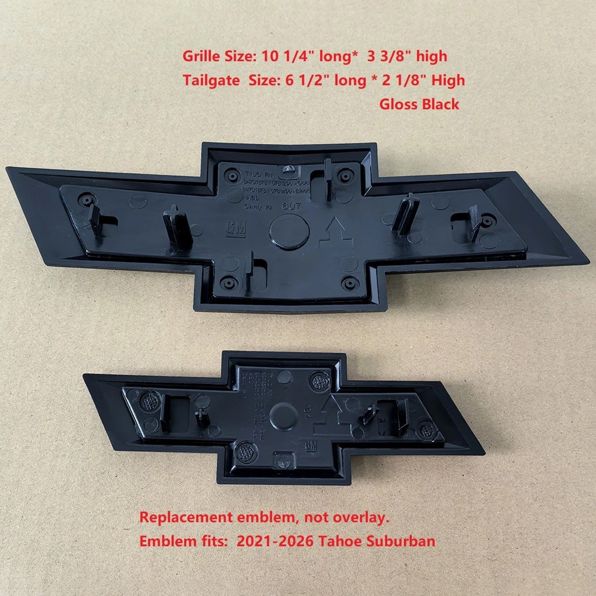 Emblem Kit for 2021+ Tahoe LT Grille & Tailgate Chevy Bowtie Badge Set Gloss Black (4pack / 6pack)