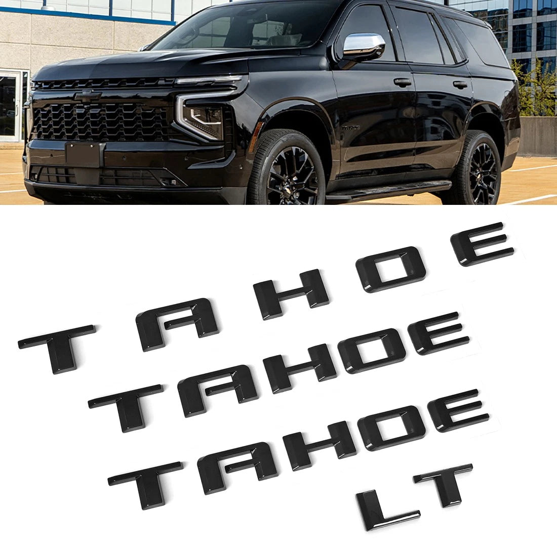 Emblem Kit for 2021+ Tahoe LT Grille & Tailgate Chevy Bowtie Badge Set Gloss Black (4pack / 6pack)