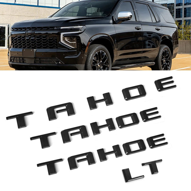 Emblem Kit for 2021+ Tahoe LT Grille & Tailgate Chevy Bowtie Badge Set Gloss Black (4pack / 6pack)