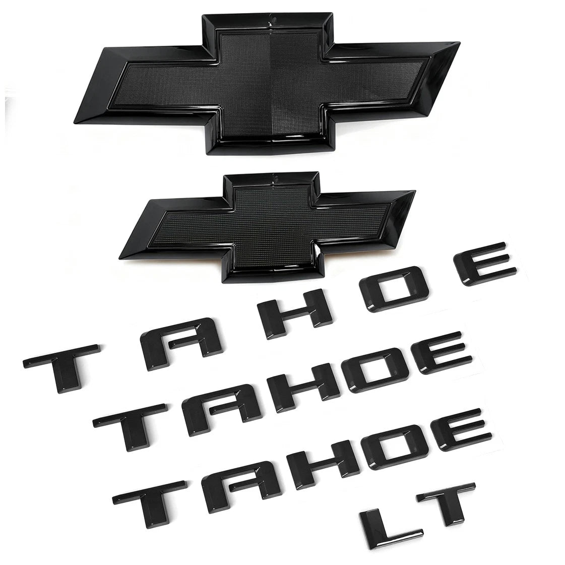 Emblem Kit for 2021+ Tahoe LT Grille & Tailgate Chevy Bowtie Badge Set Gloss Black (4pack / 6pack)