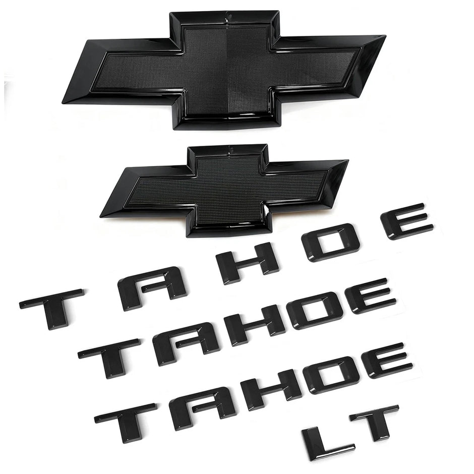 Emblem Kit for 2021+ Chevrolet Tahoe LT Grille Tailgate Bowtie Badges Gloss Black (4pack / 6pack)