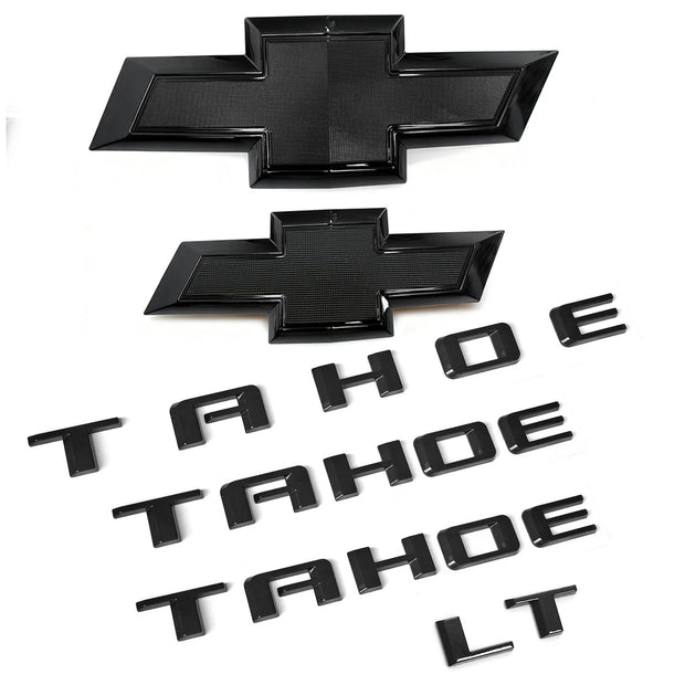 Emblem Kit for 2021+ Chevrolet Tahoe LT Grille Tailgate Bowtie Badges Gloss Black (4pack / 6pack)