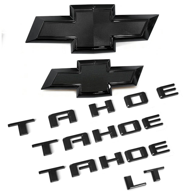 Emblem Kit for 2021+ Tahoe LT Grille & Tailgate Chevy Bowtie Badge Set Gloss Black (4pack / 6pack)