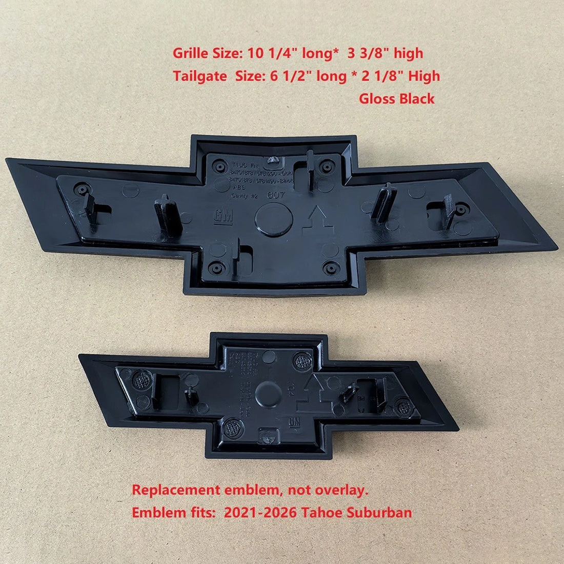 Emblem Kit for 2021+ Chevrolet Tahoe RST Grille & Tailgate Bowtie Gloss Black (4pack / 6pack)