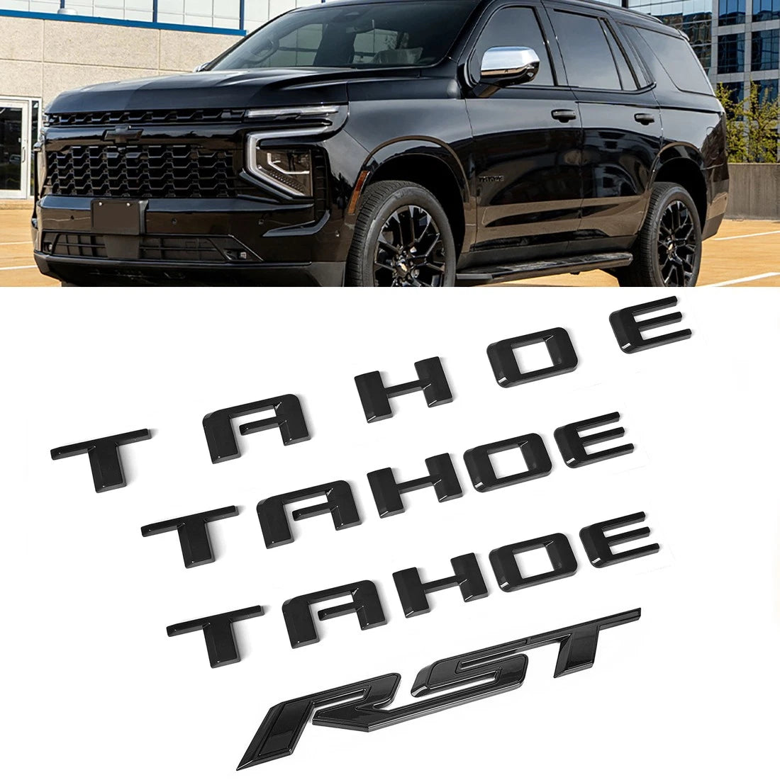 Emblem Kit for 2021+ Chevrolet Tahoe RST Grille & Tailgate Bowtie Gloss Black (4pack / 6pack)