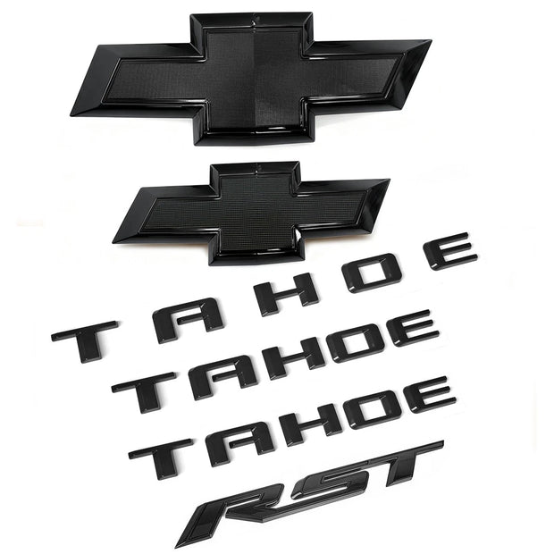 Emblem Kit for 2021+ Chevrolet Tahoe RST Grille & Tailgate Bowtie Logo Gloss Black (4pack / 6pack)