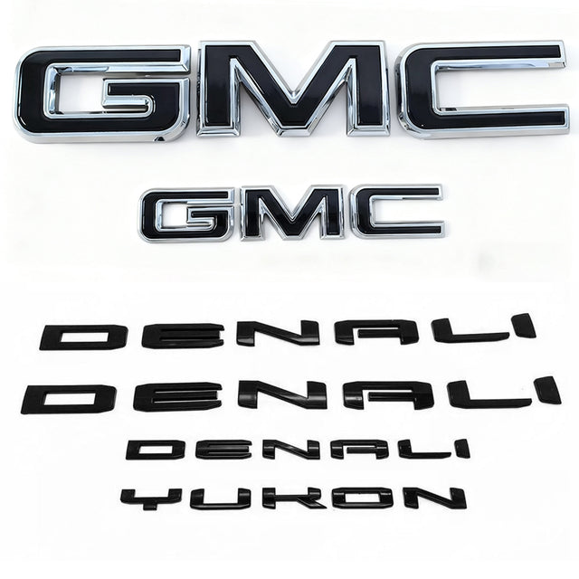 Replacement Kit for 2019-2024 GMC Yukon Denali Grille Tailgate Emblems (Black / Chrome) 4pack / 6pack