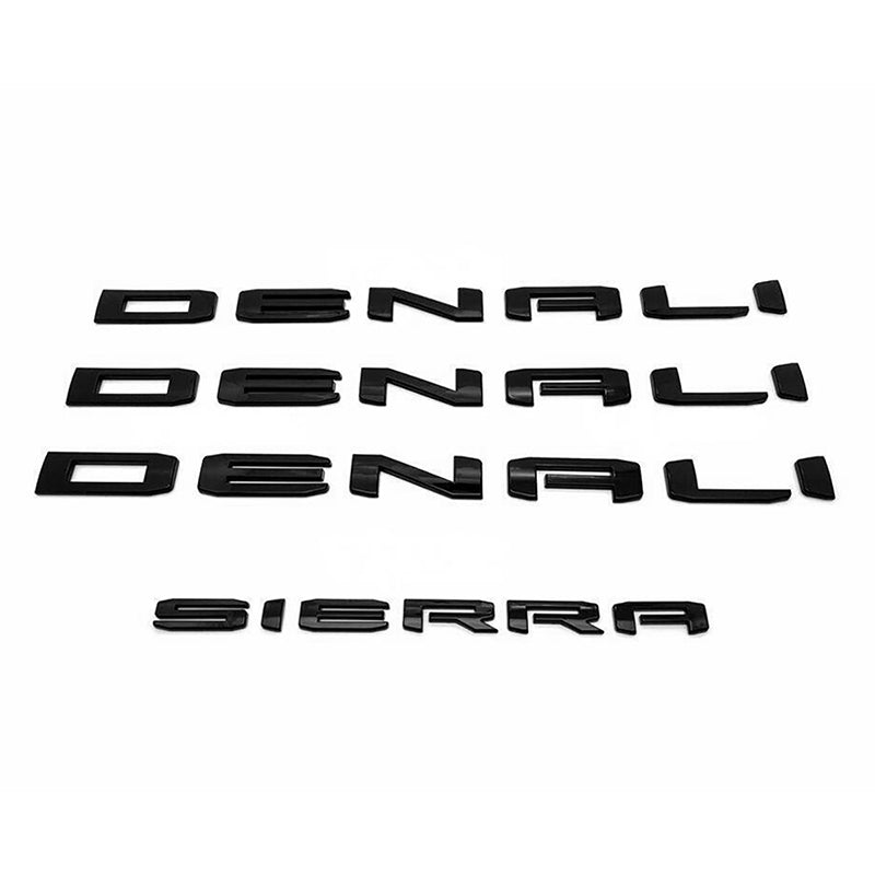 Front Grille Emblems Side Door Rear Trunk 3D Letter Badges Replacement for 2019-2025 GMC Sierra 1500 Denali 86532074 (4pack / 6pack)