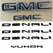 Replacement Kit for 2019-2024 GMC Yukon AT4 SLT Grille Tailgate Emblems  (Chrome / Gloss Black) 4pack / 6pack
