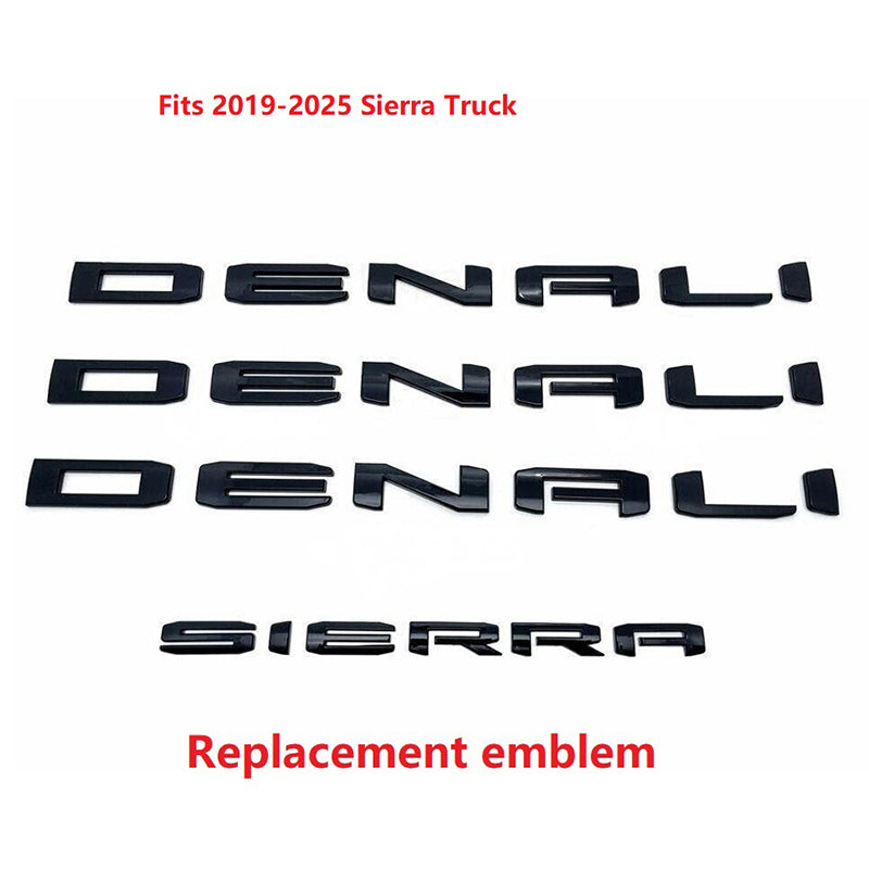Emblems Letters Badges 3D NAMEPLATE Replacement for 2019-2025 GMC Sierra 2500HD 3500HD 2500 HD 86790675 86532074 Blackout (4pack / 6pack)