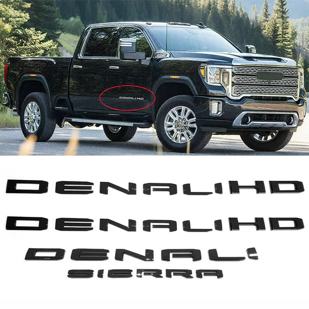Emblems Letters Badges 3D NAMEPLATE Replacement for 2019-2025 GMC Sierra 2500HD 3500HD 2500 HD 86790675 86532074 Blackout (4pack / 6pack)