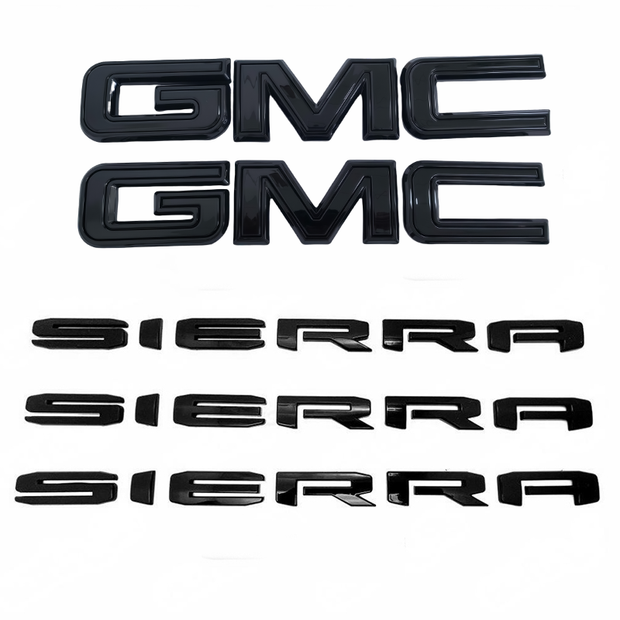 Emblem Kit for 2019–2025 GMC Sierra Grille & Tailgate Badge Replacement Gloss Black (3pack / 5pack)