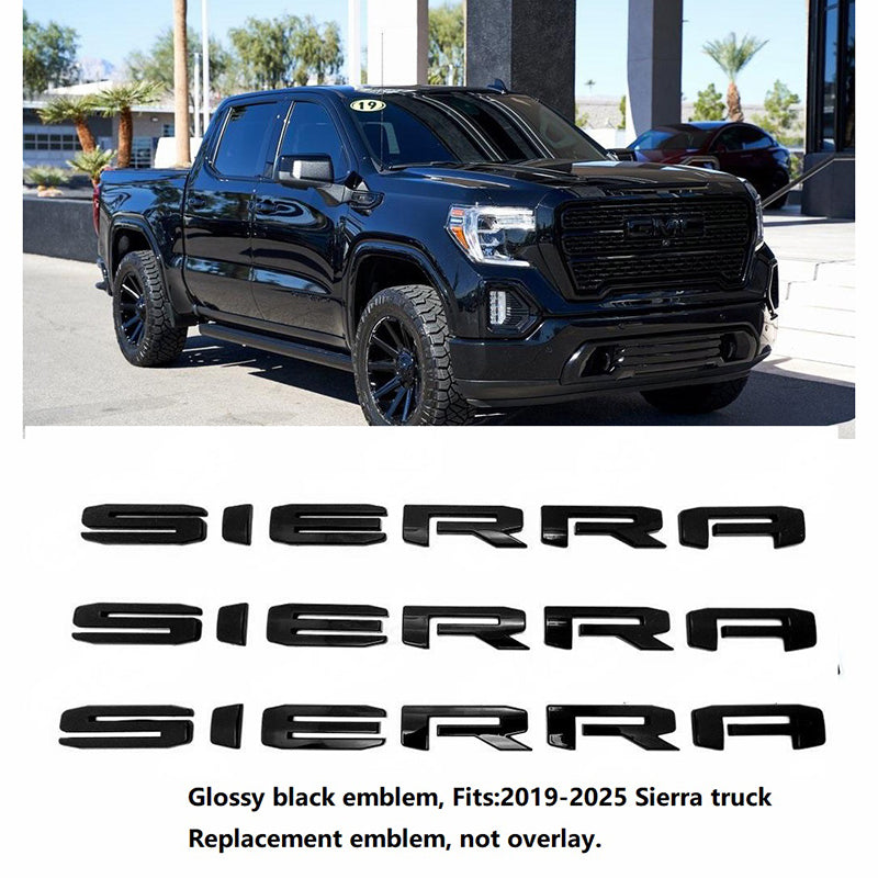 Grille Tailgate Emblem Door Rear Liftgate Nameplate 3D Badges for 2019-2025 GMC Sierra 1500 2500HD 3500HD 84287337 (3pack / 5pack)