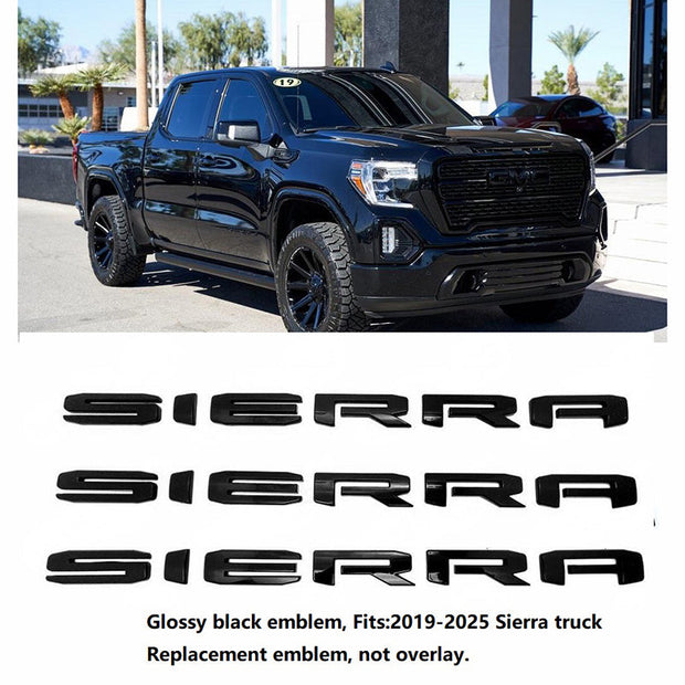 Grille Tailgate Emblem Door Rear Liftgate Nameplate 3D Badges for 2019-2025 GMC Sierra 1500 2500HD 3500HD 84287337 (3pack / 5pack)