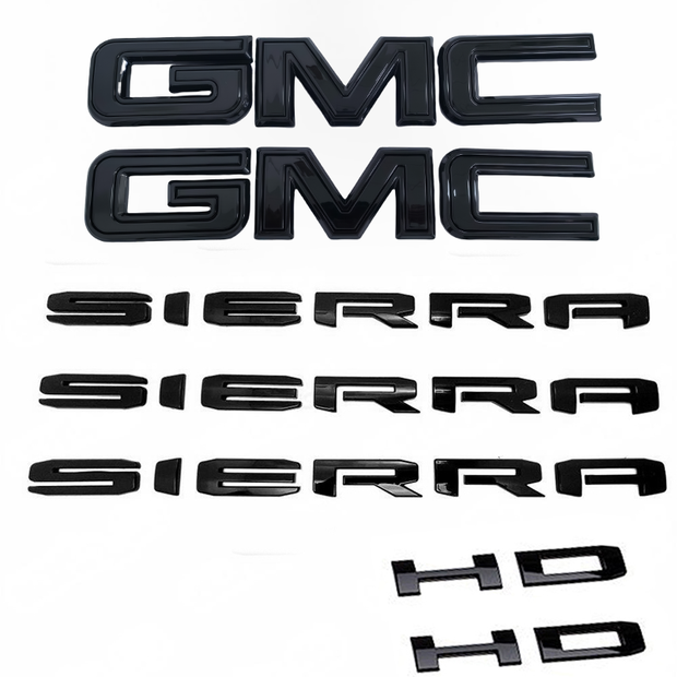 Custom Grille Tailgate Sierra HD Emblem Door Rear Liftgate Nameplate 3D Badges for 19-25 GMC Sierra 2500HD 3500HD 84287337 (3pack / 5pack)