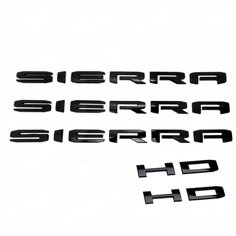 Custom Grille Tailgate Sierra HD Emblem Door Rear Liftgate Nameplate 3D Badges for 19-25 GMC Sierra 2500HD 3500HD 84287337 (3pack / 5pack)