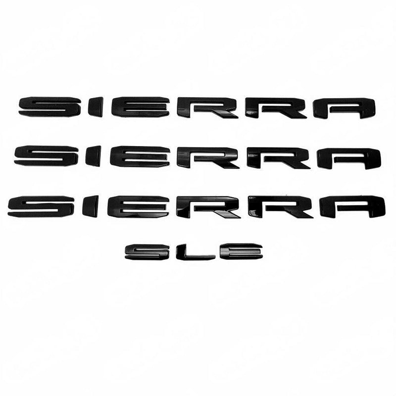 Grille Tailgate Emblem Door Rear Nameplate With SLE Badge Replacement for 19-25 GMC Sierra 1500 2500HD 3500HD 84287337 Blackout (4pack / 6pack)