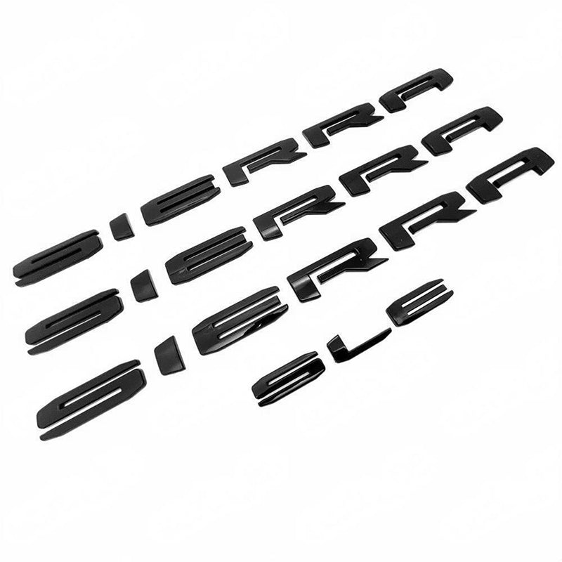 Grille Tailgate Emblem Door Rear Nameplate With SLE Badge Replacement for 19-25 GMC Sierra 1500 2500HD 3500HD 84287337 Blackout (4pack / 6pack)