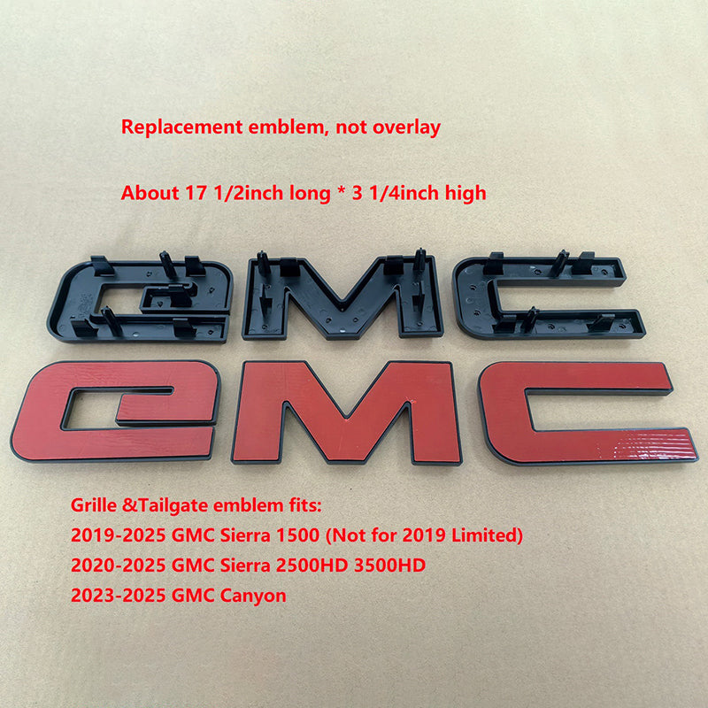 Emblem Kit for GMC Sierra HD 2019+ Grille & Tailgate Badges with SLE Gloss Black (4pack / 6pack)