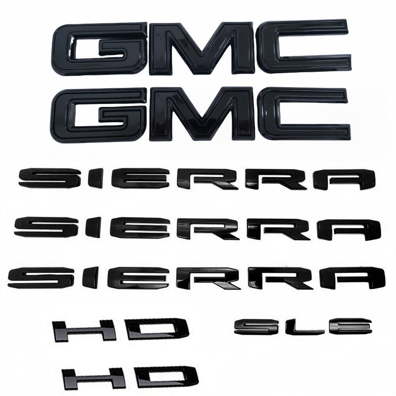 Grille Tailgate Sierra HD Emblem Door Rear Nameplate With SLE Badge Replacement for 19-25 GMC Sierra 2500HD 3500HD 84287337 (4pack / 6pack)