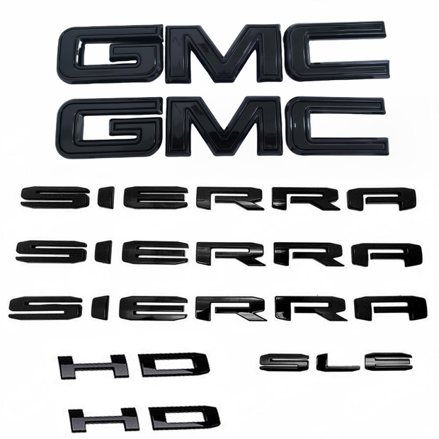Grille Tailgate Sierra HD Emblem Door Rear Nameplate With SLE Badge Replacement for 19-25 GMC Sierra 2500HD 3500HD 84287337 (4pack / 6pack)