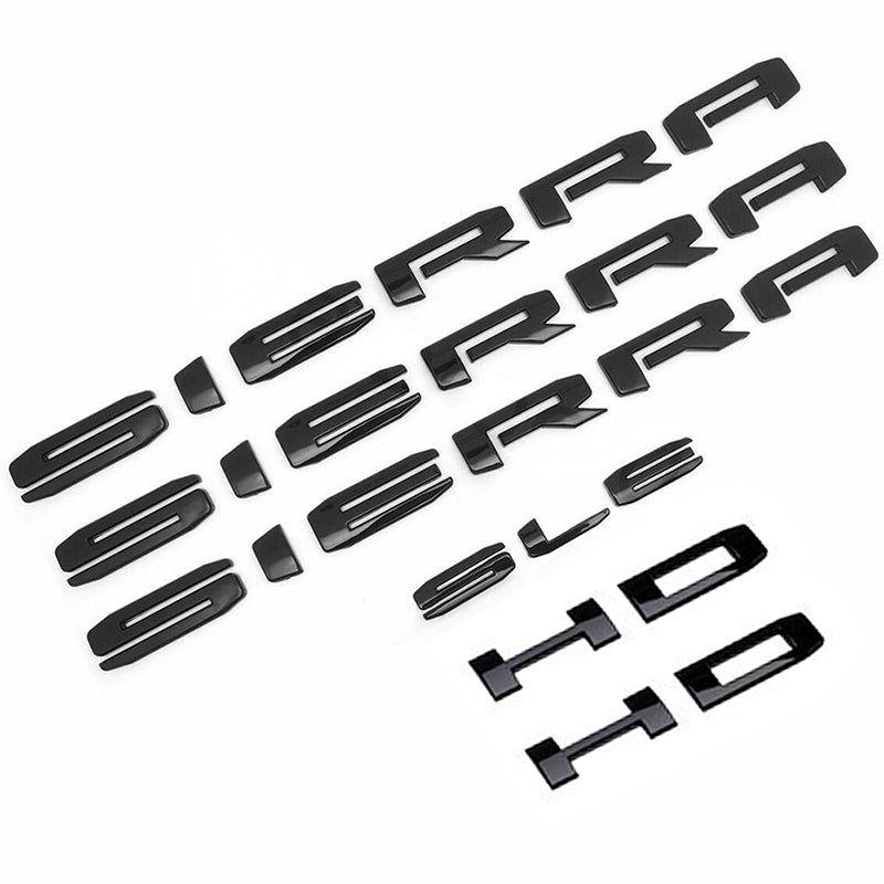 Grille Tailgate Sierra HD Emblem Door Rear Nameplate With SLE Badge Replacement for 19-25 GMC Sierra 2500HD 3500HD 84287337 (4pack / 6pack)