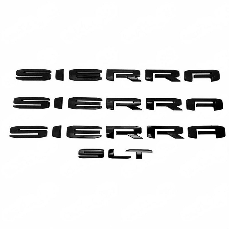 Grille Tailgate Emblem Door Rear Nameplate With SLT Badge Replacement for 19-25 GMC Sierra 1500 2500HD 3500HD 84287337 Blackout (4pack / 6pack)