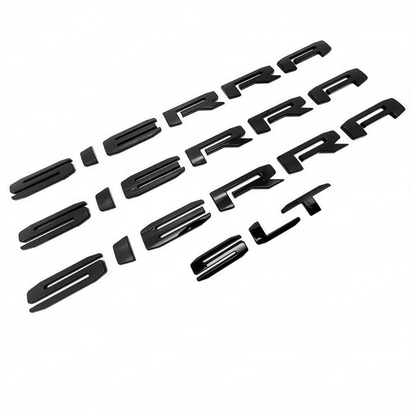 Grille Tailgate Emblem Door Rear Nameplate With SLT Badge Replacement for 19-25 GMC Sierra 1500 2500HD 3500HD 84287337 Blackout (4pack / 6pack)