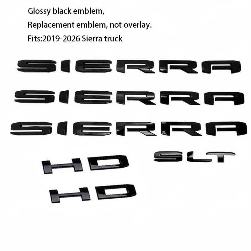 Kit 2019-2026 GMC Grille Tailgate & Sierra HD Lettering Emblem With SLT
