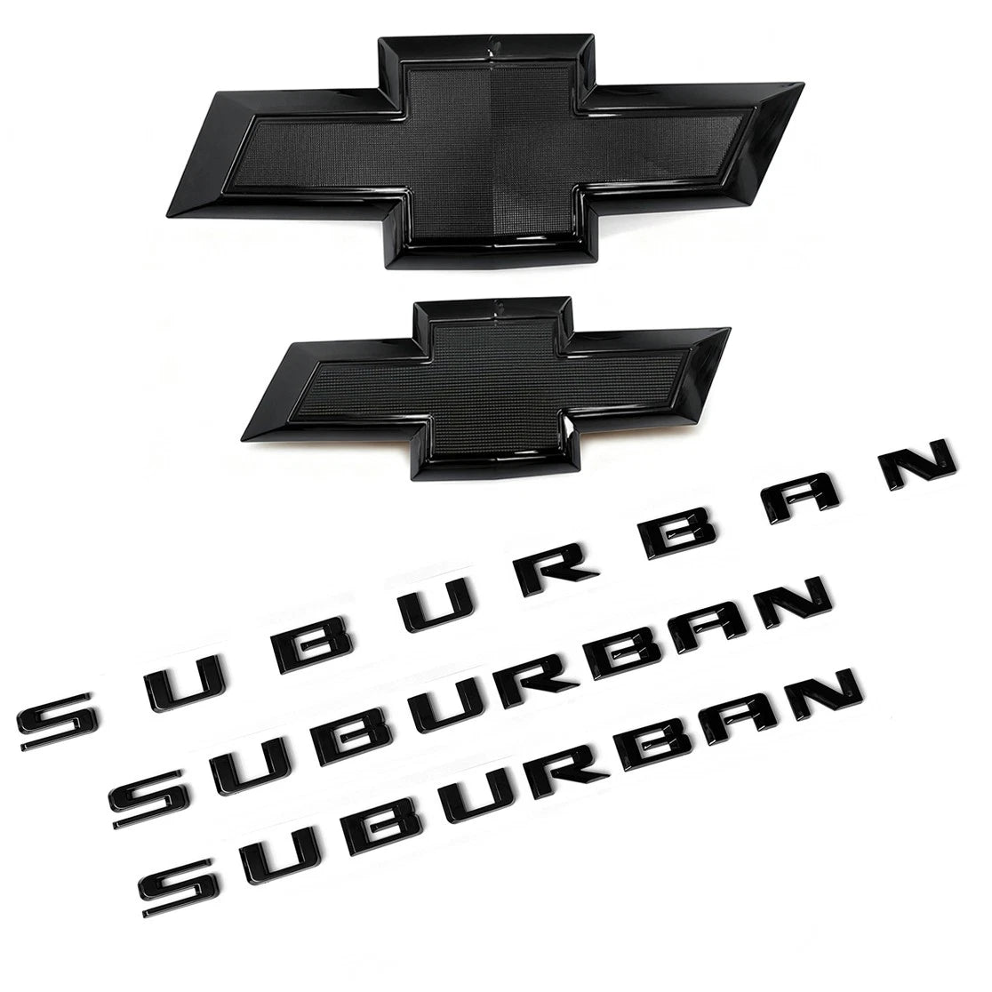 Emblems for 2021+ Suburban Grille & Tailgate Chevy Bowtie Badge Kit Gloss Black (3pack / 5pack)