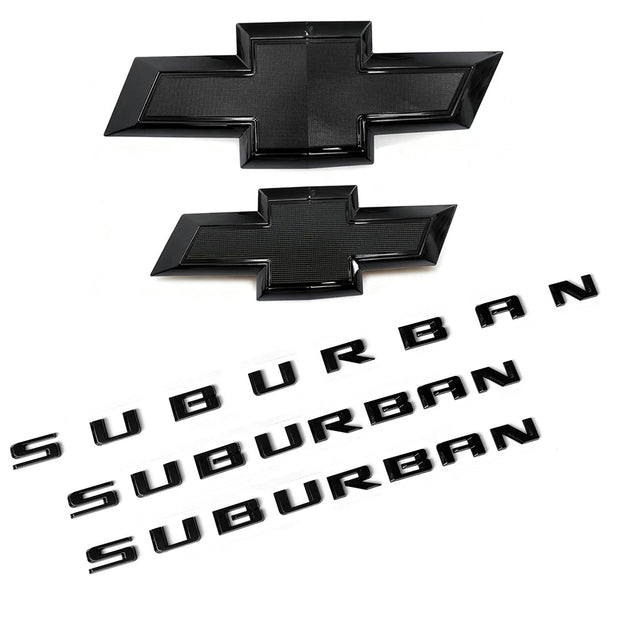 Emblems for 2021+ Suburban Grille & Tailgate Chevy Bowtie Badge Kit Gloss Black (3pack / 5pack)