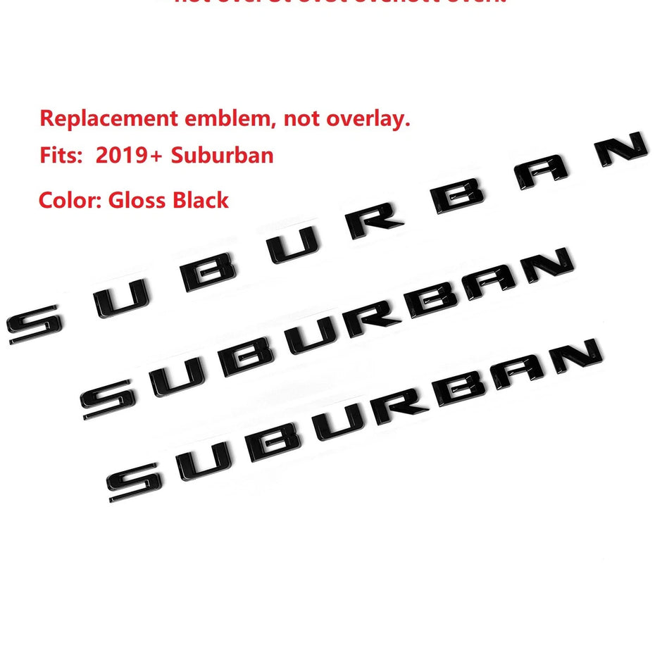 Emblem Kit for 2021+ Suburban High Country Grille & Tailgate Bowtie Gloss Black (5pack / 7pack)