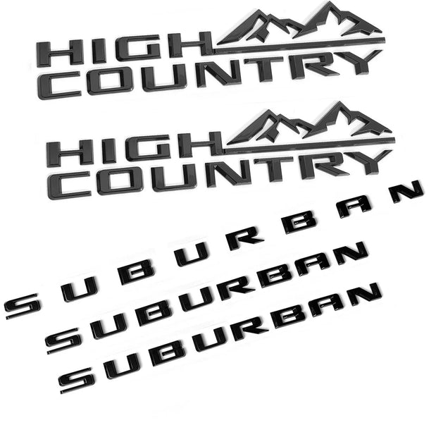 Emblem Kit for 2021+ Suburban High Country Grille & Tailgate Bowtie Gloss Black (5pack / 7pack)
