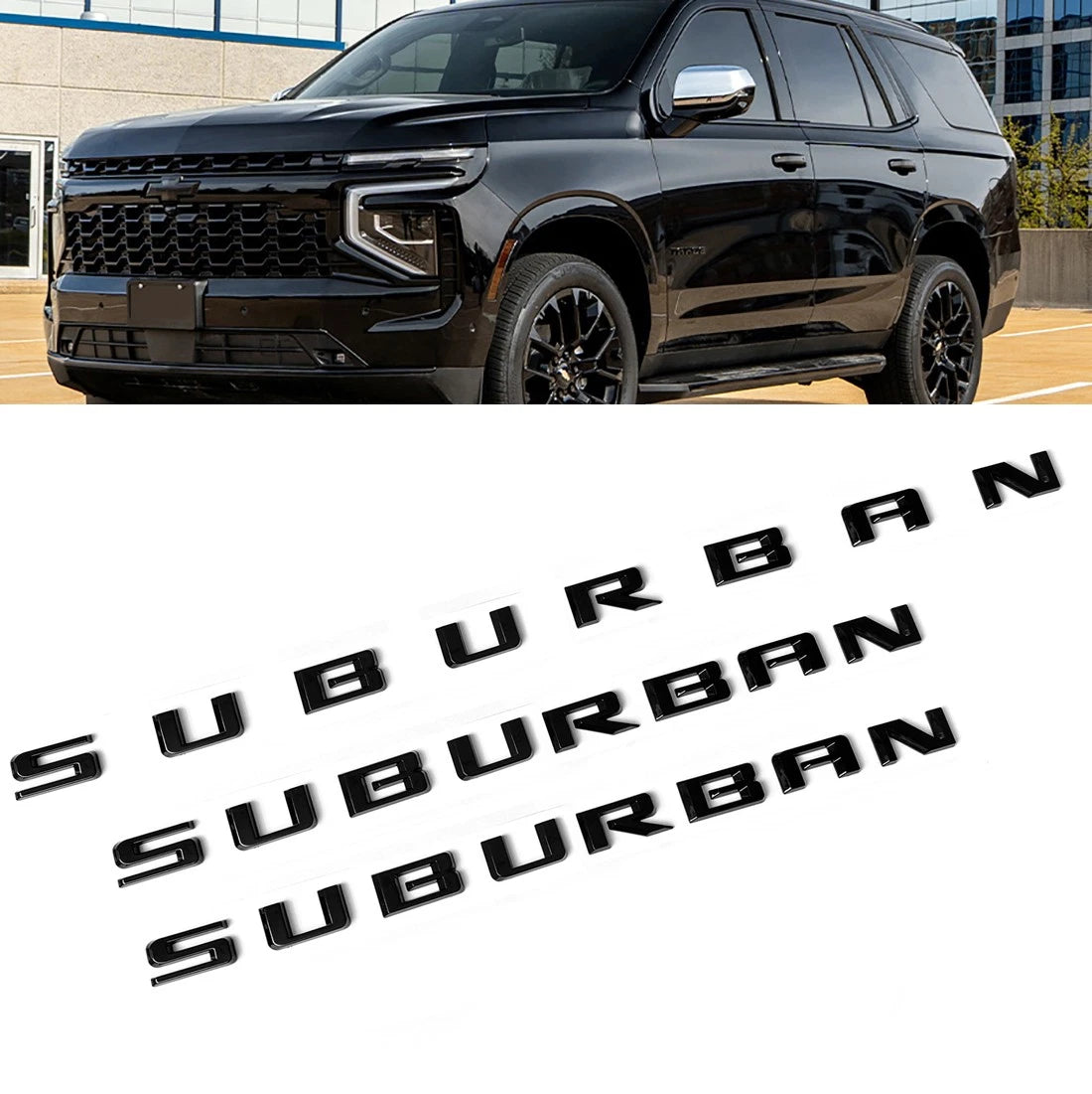 Badge Set Grille & Tailgate Chevy Bowtie Emblems for 2021+ Suburban LT Gloss Black (4pack / 6pack)