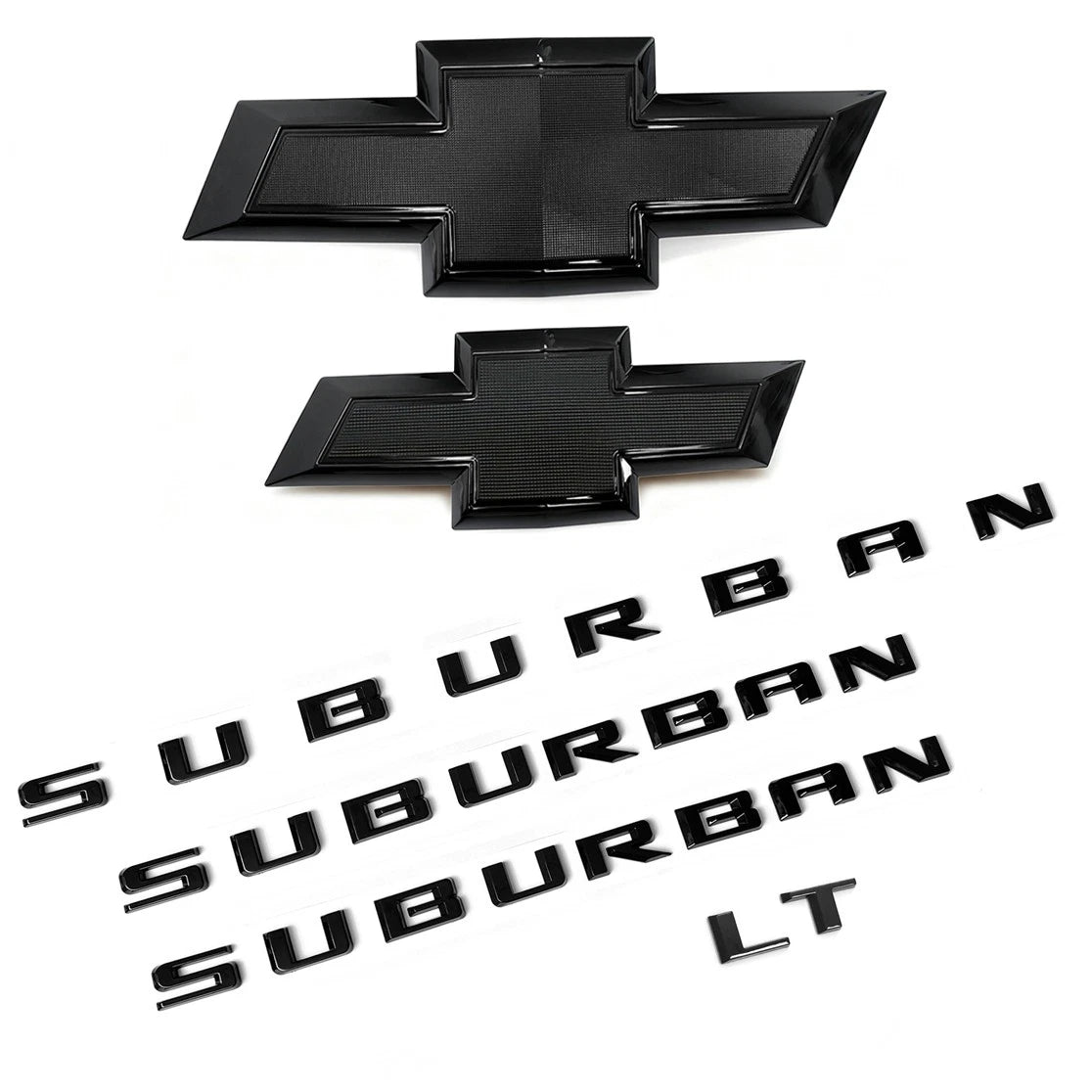 Badge Set Grille & Tailgate Chevy Bowtie Emblems for 2021+ Suburban LT Gloss Black (4pack / 6pack)