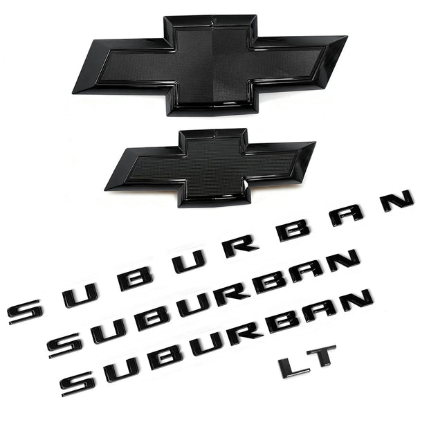 Badge Set Grille & Tailgate Chevy Bowtie Emblems for 2021+ Suburban LT Gloss Black (4pack / 6pack)