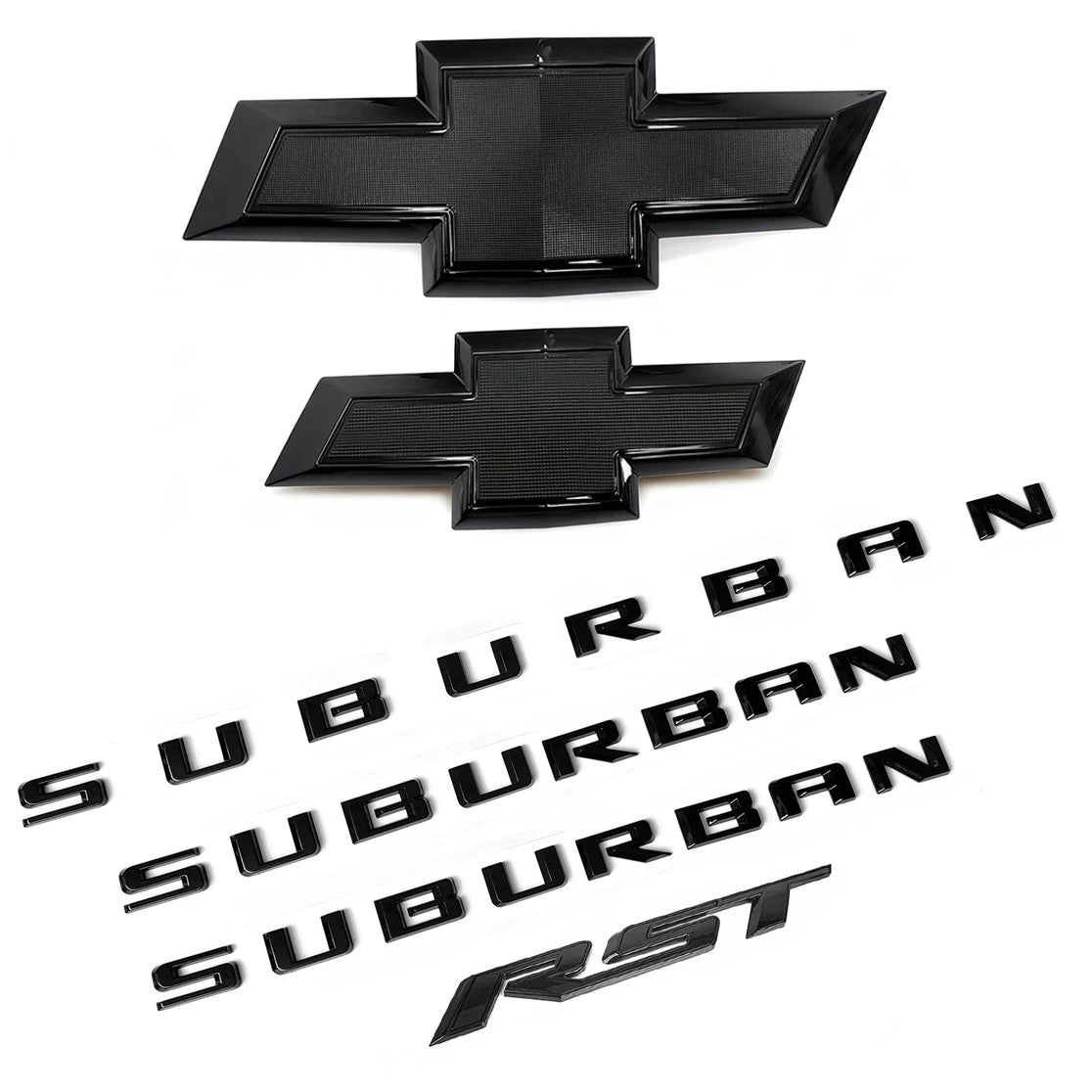Badge Kit for 2021+ Chevrolet Suburban RST 3D Grille Tailgate Bowtie Gloss Black (4pack / 6pack)