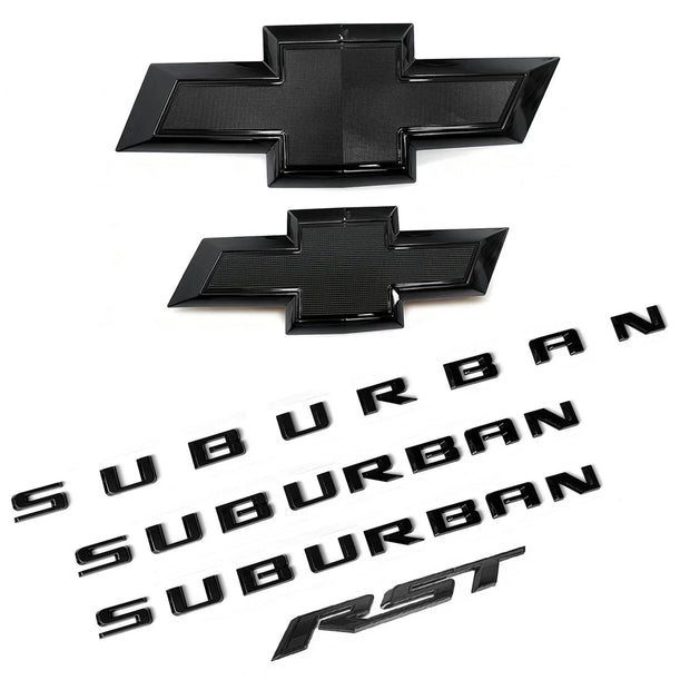 Emblem Set for 2021+ Suburban RST Grille & Tailgate Chevy Bowtie Badges Gloss Black (4pack / 6pack)