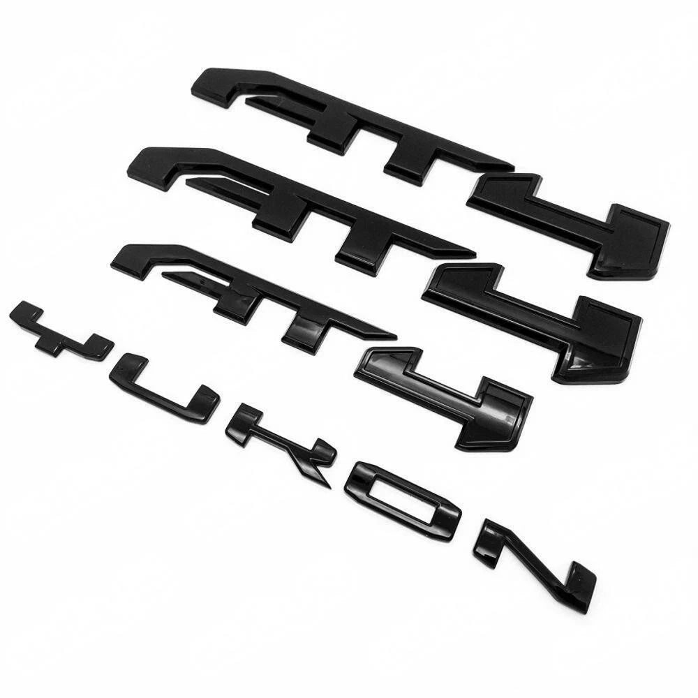 Emblem Kit for 2021-2024 GMC Yukon (XL) AT4 Front Grille & Tailgate (Chrome / Gloss Black) 6-pack