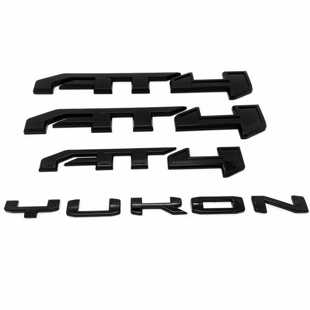 Emblem Kit for 2021-2024 GMC Yukon (XL) AT4 Front Grille & Tailgate (Chrome / Gloss Black) 6-pack