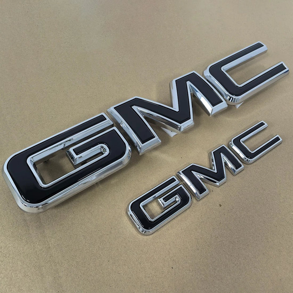 Emblem Kit for 2021+ GMC Yukon (XL) AT4 Front Grille & Tailgate Badges (Chrome / Gloss Black) 6-pack