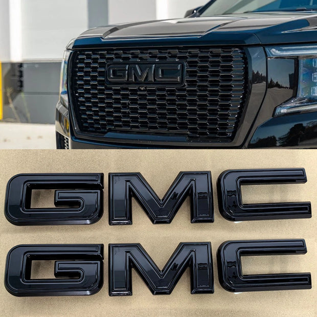 Emblem Kit for 2019+ GMC Sierra AT4 1500 Grille Badge Gloss Black 6-pack