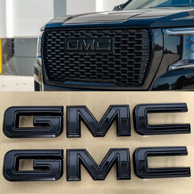 Emblem Kit for 2019+ GMC Sierra AT4 1500 2500/3500HD Grille Rear Badge Gloss Black 6-pack