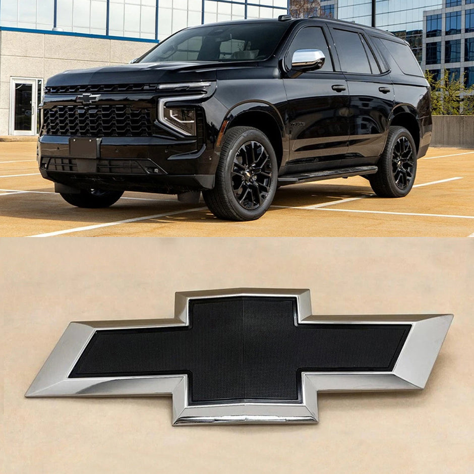 Grille Badge Bowtie Emblem for 2021-2026 Tahoe Suburban Colorado (Chrome / Gloss Black) 1-pack