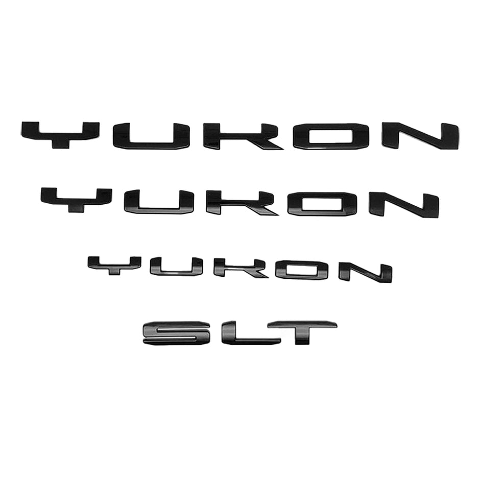 Emblem Kit for 2019-2024 GMC Yukon AT4 SLT Grille Tailgate Replacement  (Chrome / Gloss Black) 4pack / 6pack